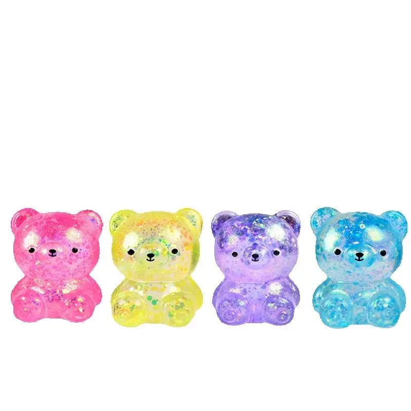 Glitter Gummy Bear Squishy Fidget Toy Stress Relief Vent Decompression Squeeze Animal Toy for Kids Adults Party Favors