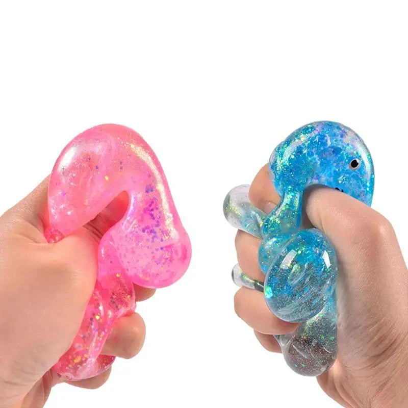 Glitter Gummy Bear Squishy Fidget Toy Stress Relief Vent Decompression Squeeze Animal Toy for Kids Adults Party Favors
