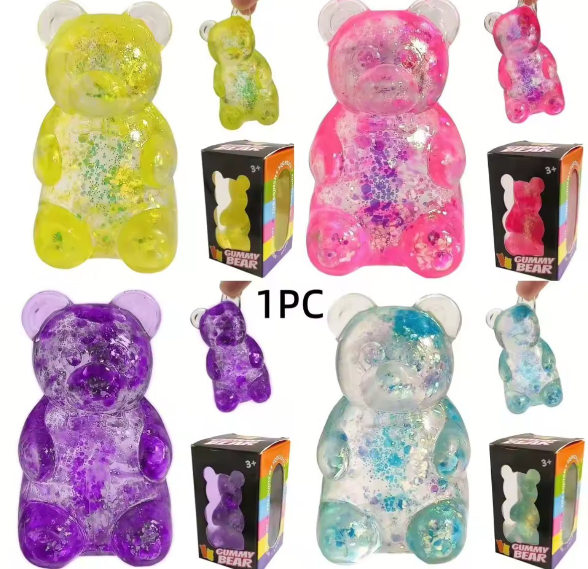 Great Squish-Gummy Bear Squishy Toy, Jelly Filling Sensory Squeeze Toy